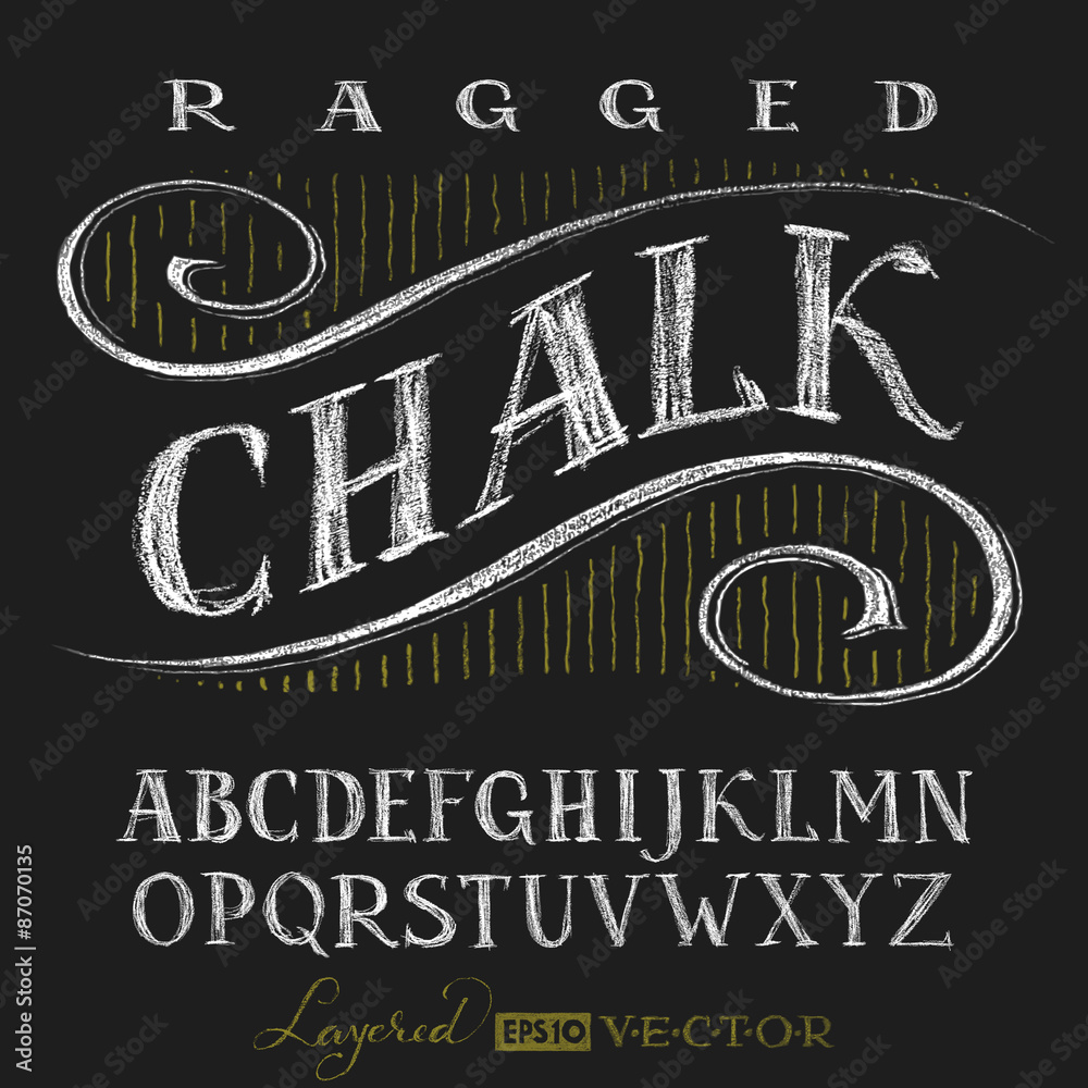 Alphabet hand drawn on chalkboard