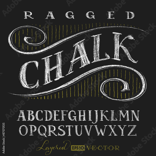 Alphabet hand drawn on chalkboard