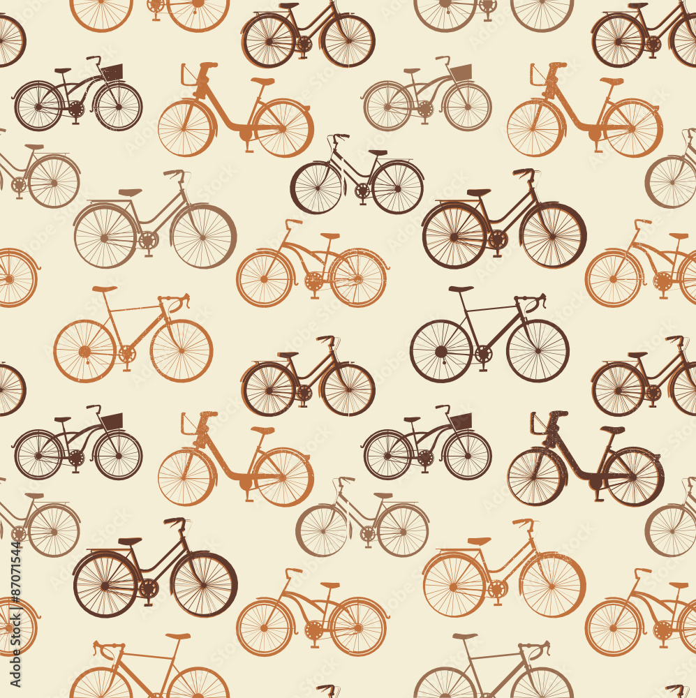 Fototapeta premium Seamless pattern with vintage bicycles