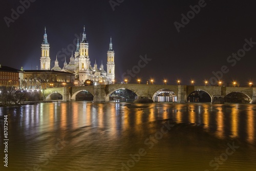 Zaragoza cathedral and river view  Spain