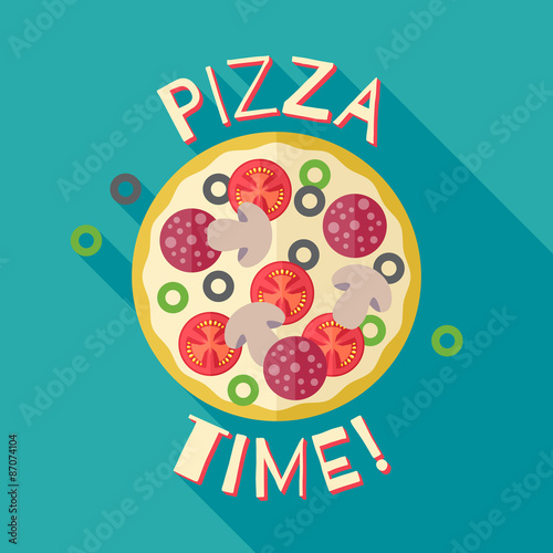 Pizza time banner poster template illustration.
