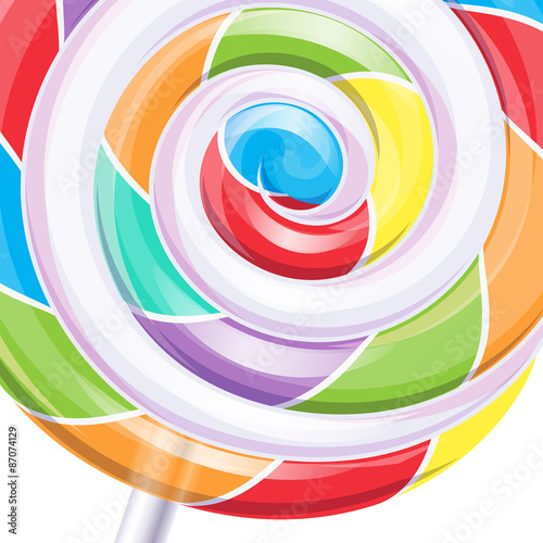 Colorful big lollipop spiral candy background.
