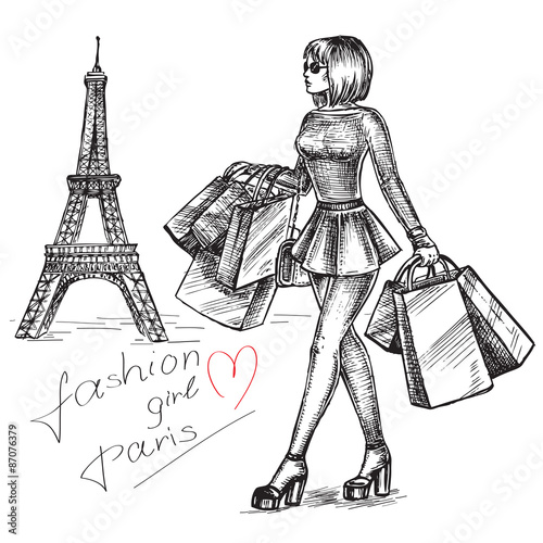 shopping fashion girl in Paris