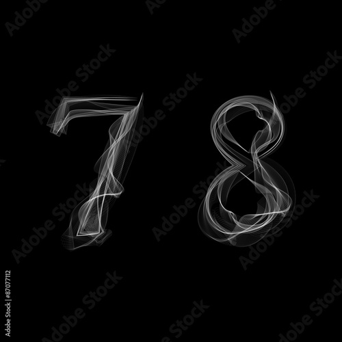 Smoke font. Numbers 7 8