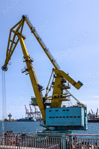 floating crane in sea port, Odessa, Ukraine