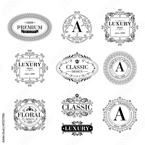 Luxury logo template ornament labels set.