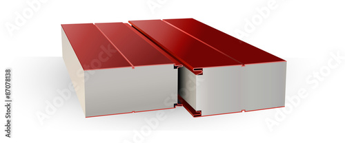 Red sandwich panels samples in vector for roof & walls