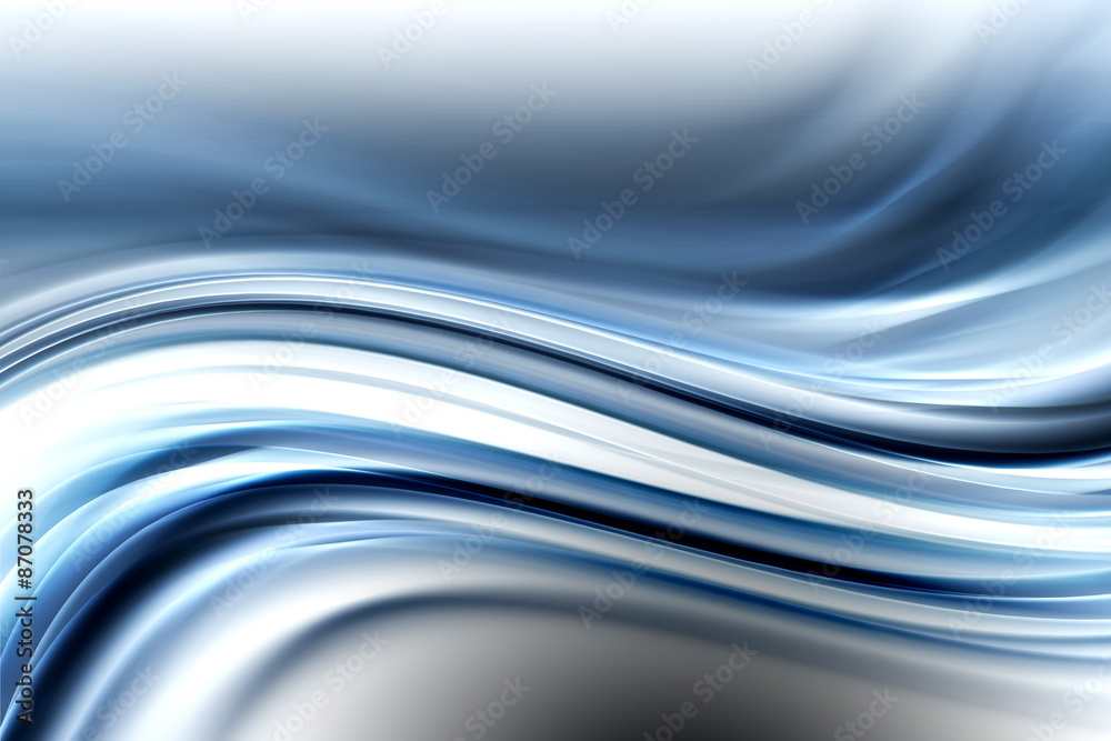 Creative Blue Fractal Waves Art Abstract Design Background - obrazy, fototapety, plakaty 