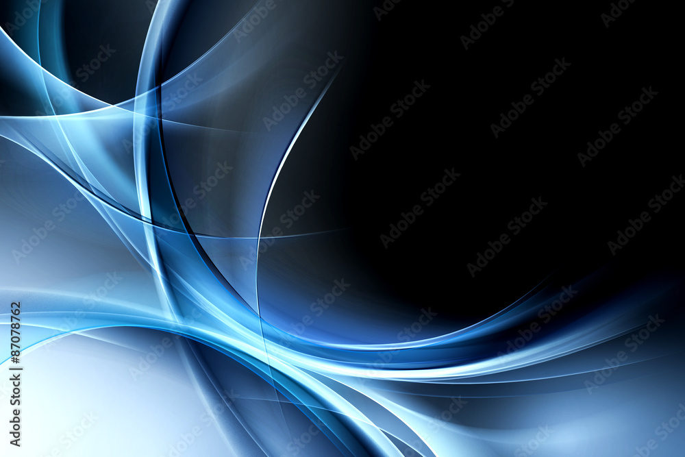 Creative Blue Light Waves Art Abstract Design - obrazy, fototapety, plakaty 