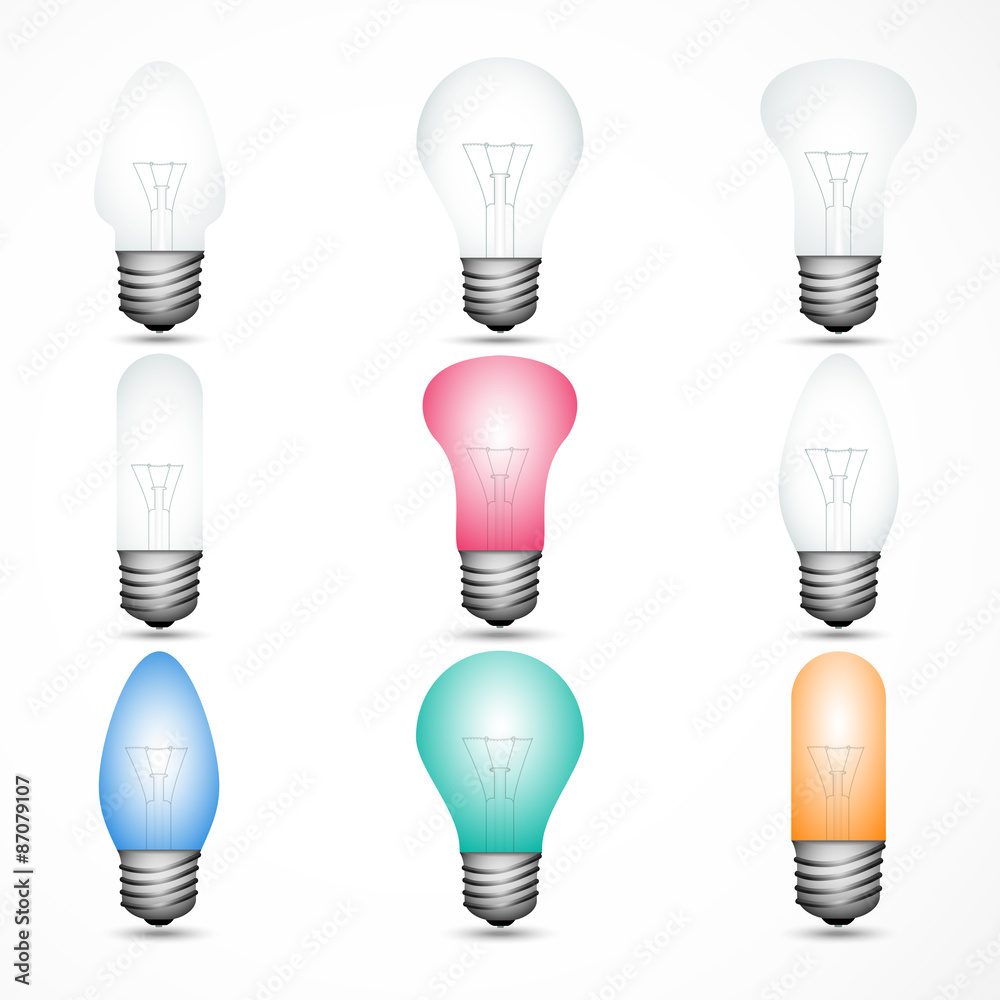 set of incandescent lamps on the gray background. vector illustration eps10 set of incandescent lamps on the gray background. vector illustration eps10