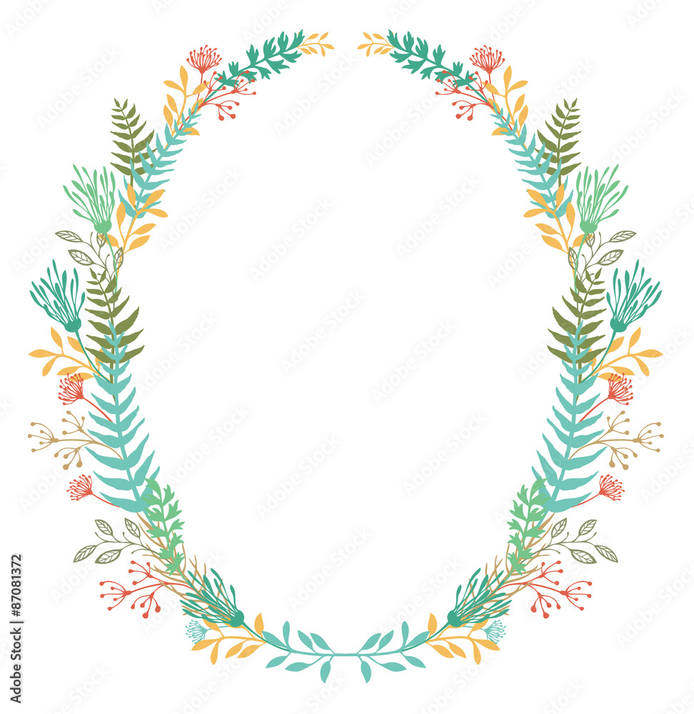 Card with frame of flowers and ferns