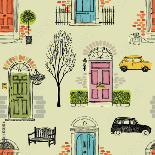 Background with colored doors
