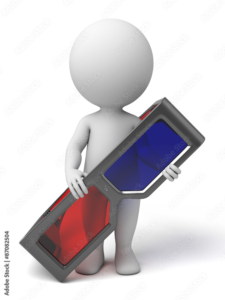 3d people with the big 3d glasses. 3d image. Isolated white background 3d people with the big 3d glasses. 3d image. Isolated white background