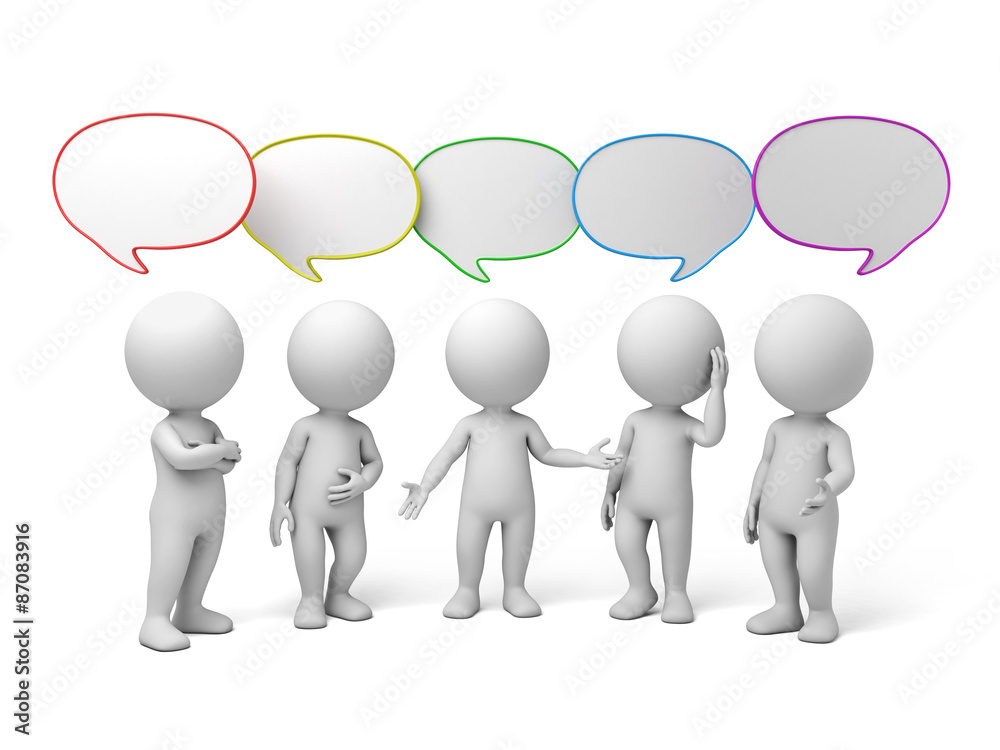 3d people talking with speech bubbles. 3d image. Isolated white background. 3d people talking with speech bubbles. 3d image. Isolated white background.