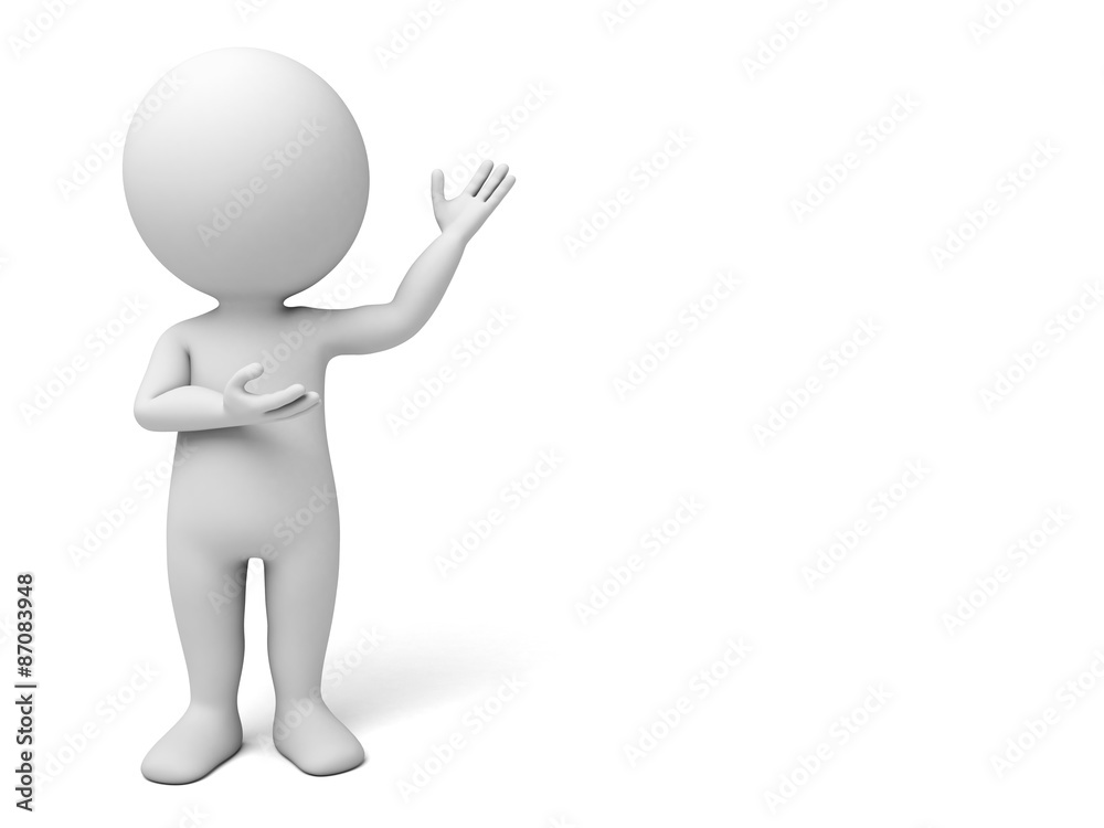 3d people showing something. 3d image. Isolated white background. 3d people showing something. 3d image. Isolated white background.