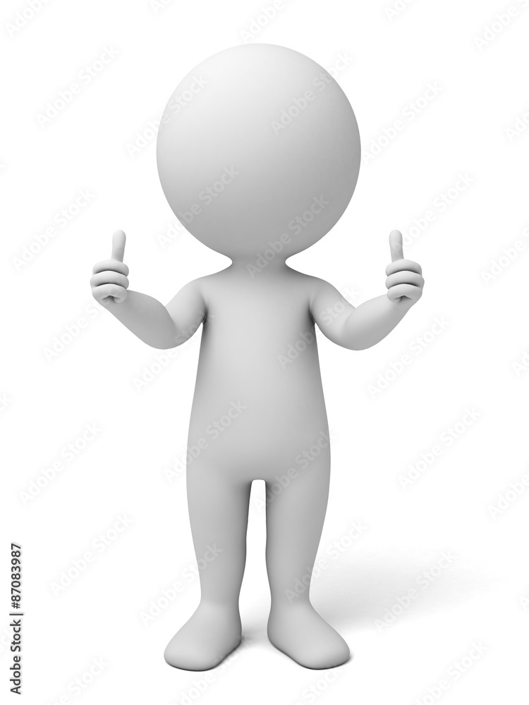3d small people showing thumbs up. 3d image. Isolated white background. 3d small people showing thumbs up. 3d image. Isolated white background.
