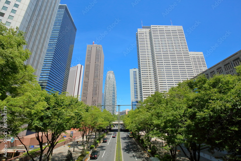 Fototapeta premium 高層ビル・青空
