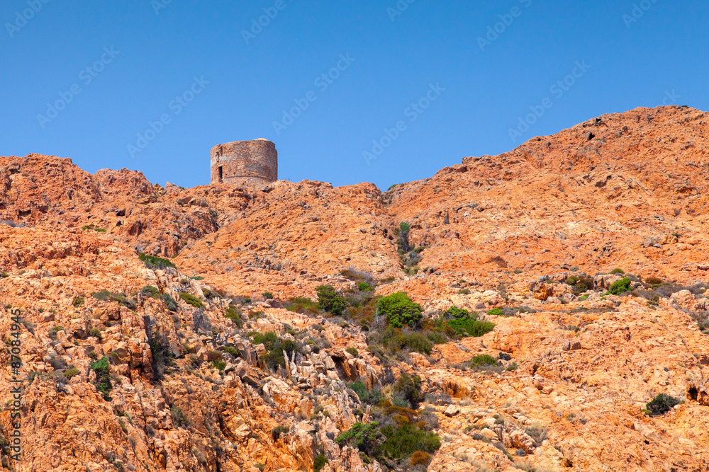 Old Genoese tower on Capo Rosso, Corsica