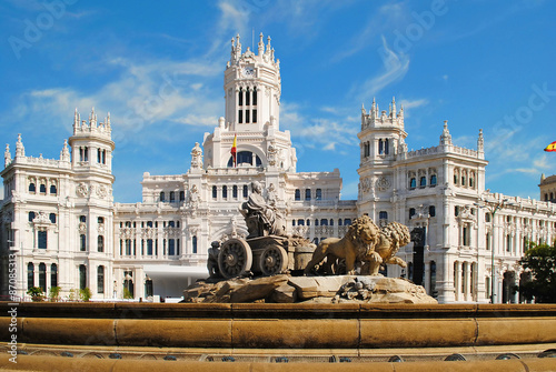 Beautiful landscape with Cibeles Fountain in downtown Madrid, Sp