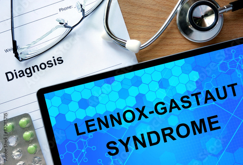 Diagnosis  Lennox-Gastaut syndrome, pills and stethoscope. photo