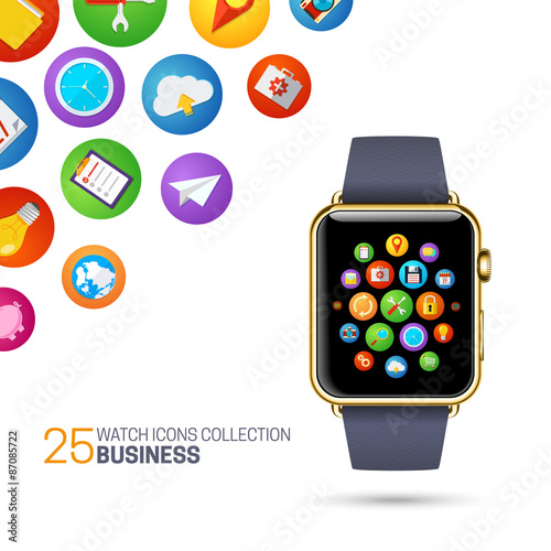 Smart watch with black wristband.