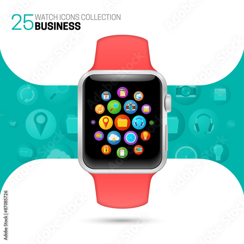 Smart watch with pink wristband.