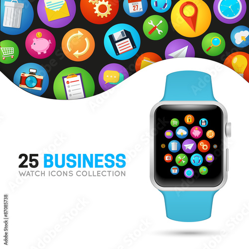 Smart watch with blue wristband.