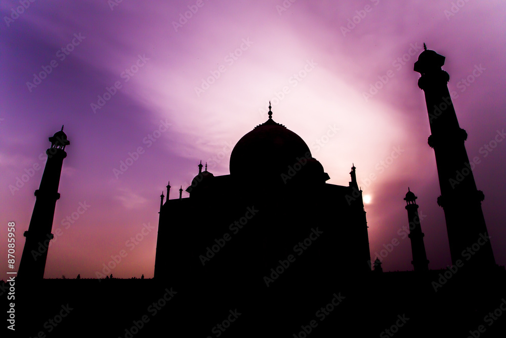 Taj Mahal Silhouette at Sunset