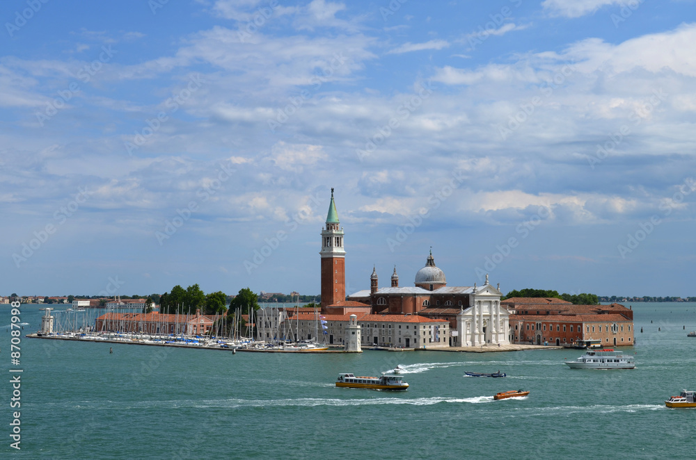 View of the island and the Cathedral of San Giorgio Maggiore, Venice, Italy