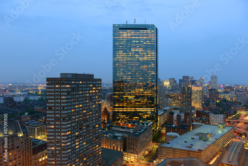 Boston John Hancock Tower and Back Bay Skyline at night, Boston, Massachusetts, USA
