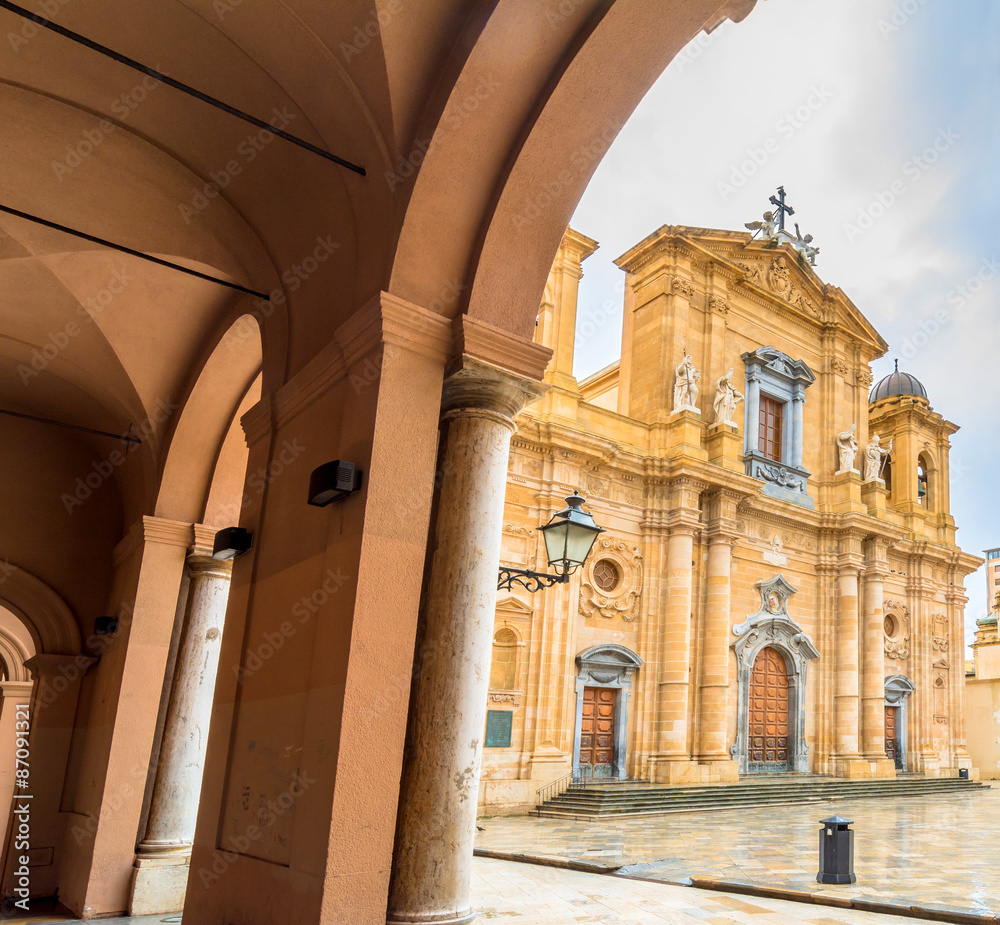 main square and Cathedral in Marsala, Sicily