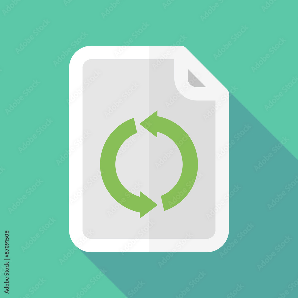 Long shadow document icon with a recycle sign Long shadow document icon with a recycle sign