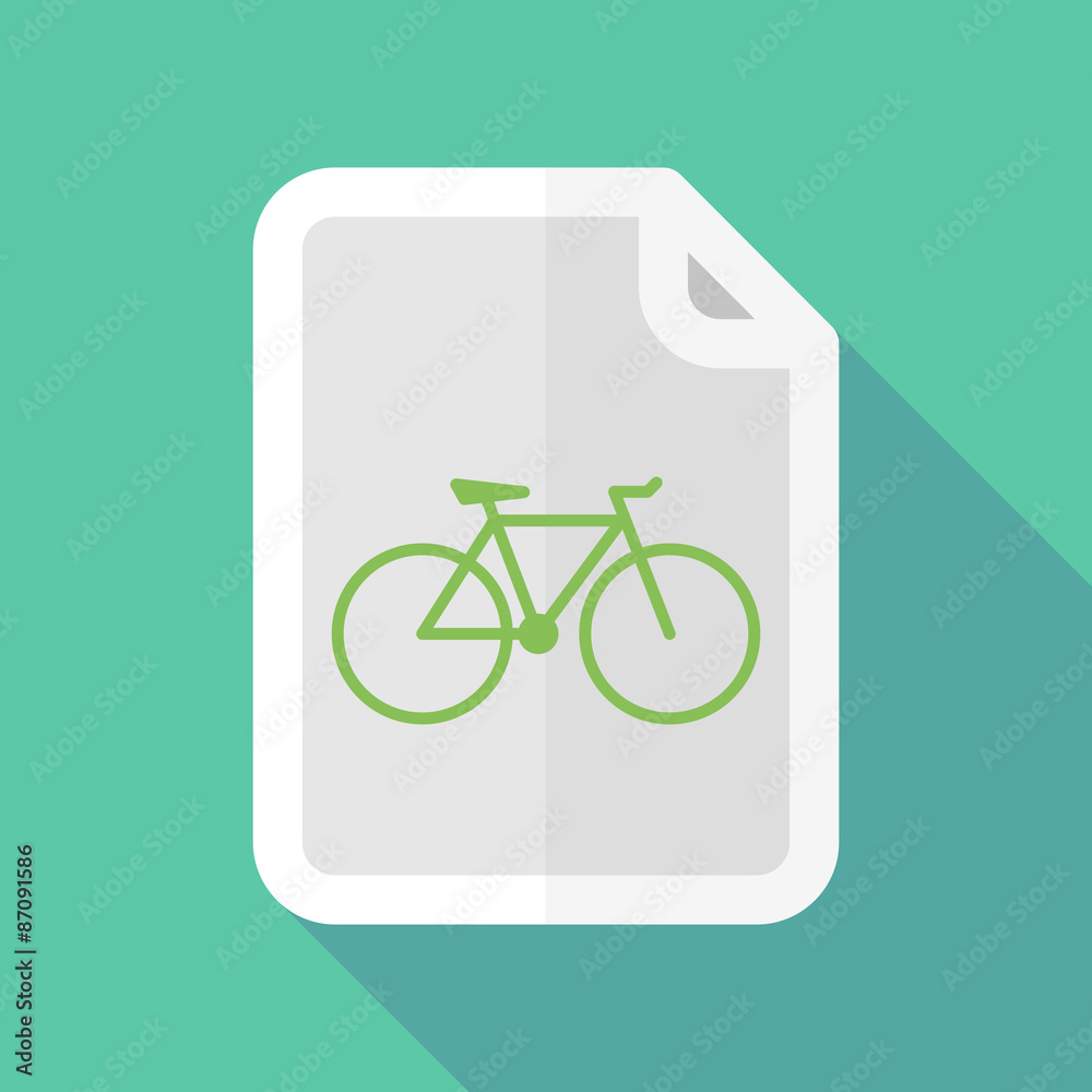 Long shadow document icon with a bicycle Long shadow document icon with a bicycle