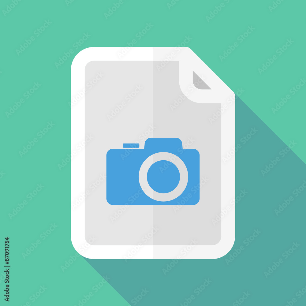 Long shadow document icon with a photo camera Long shadow document icon with a photo camera