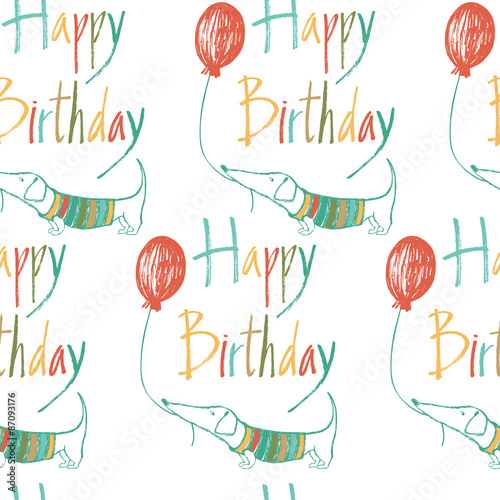 Happy birthday pattern with dog