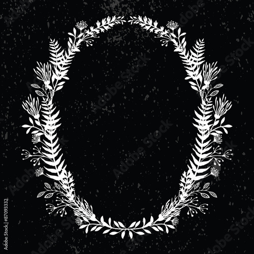 Decorative frame of flowers on a dark background