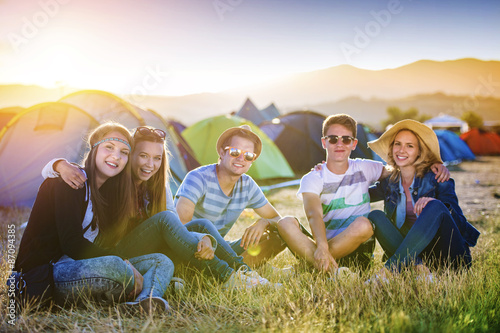 Beautiful teens at summer festival photo