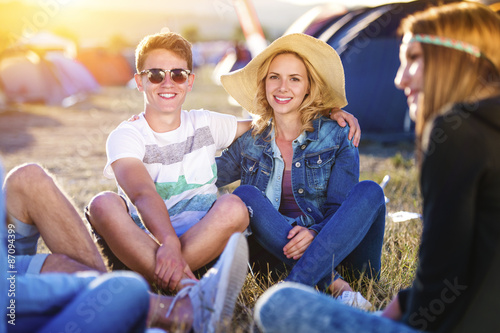 Beautiful teens at summer festival photo