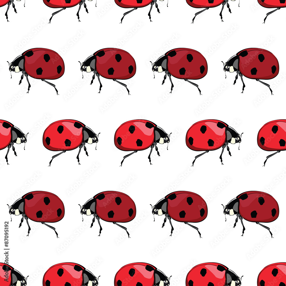 Fototapeta premium Vector Red Black Ladybird Stripes Seamless Pattern