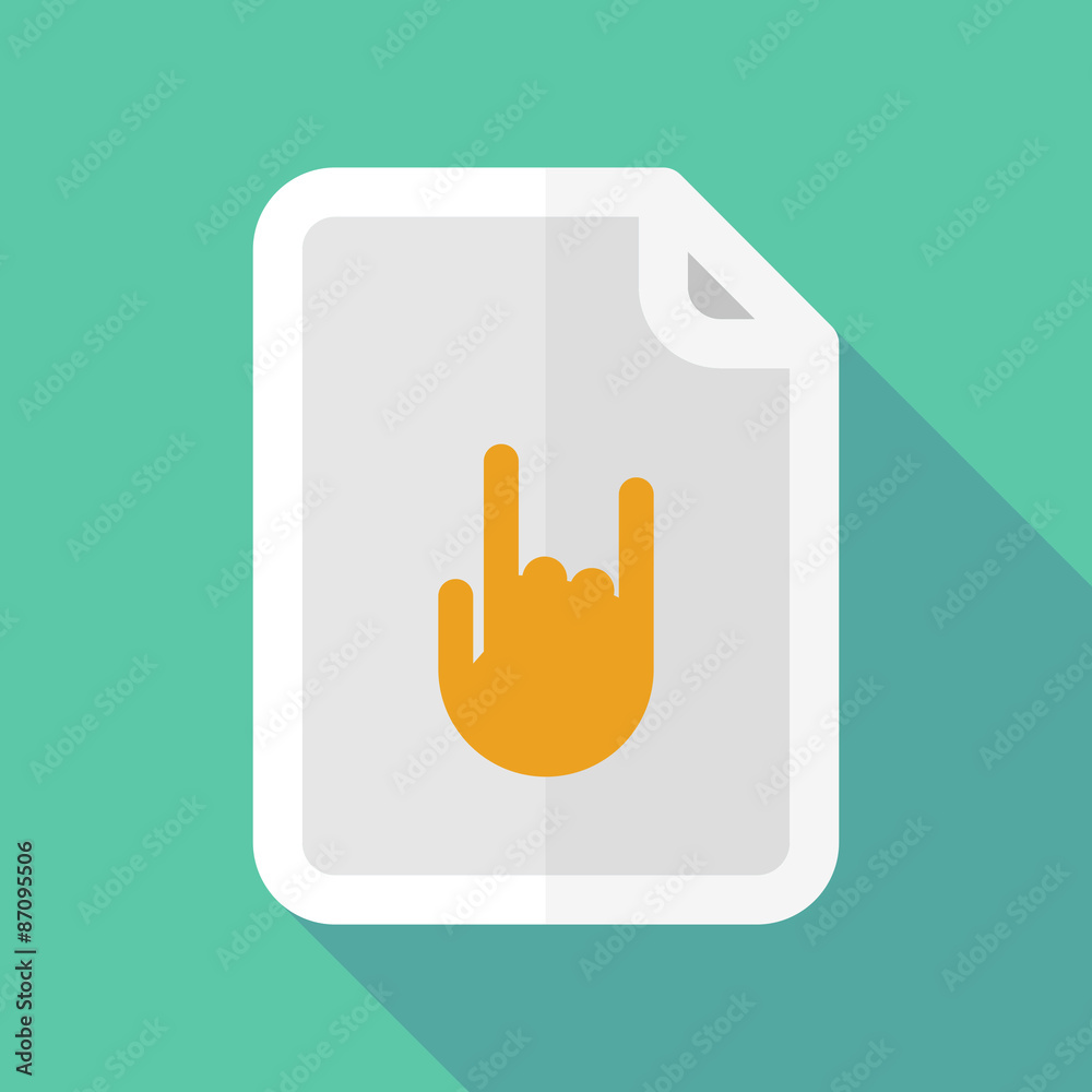 Long shadow document icon with a rocking hand Long shadow document icon with a rocking hand