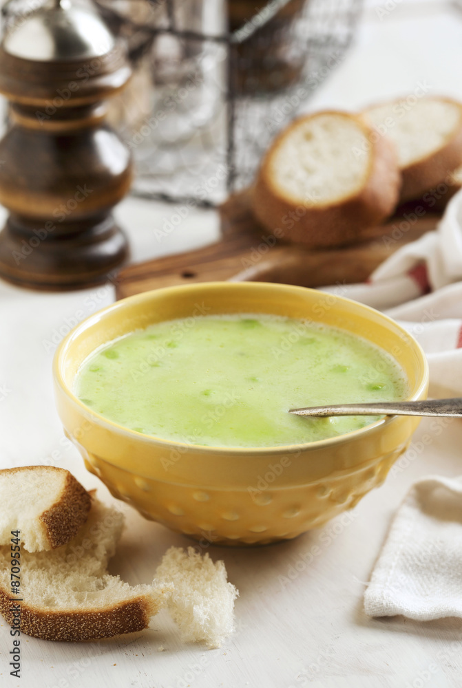 Cream soup with potato and green peas Cream soup with potato and green peas