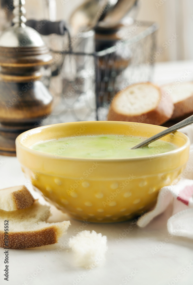 Cream soup with potato and green peas Cream soup with potato and green peas
