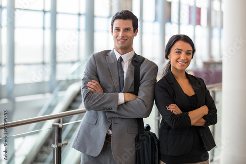 Tableau sur toile Strong confident poses by team leaders at business meeting workplace