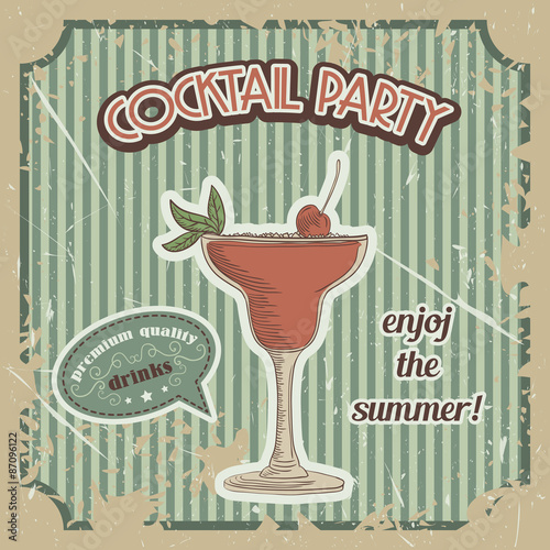 Vector Cocktail poster in vintage style with typography elements