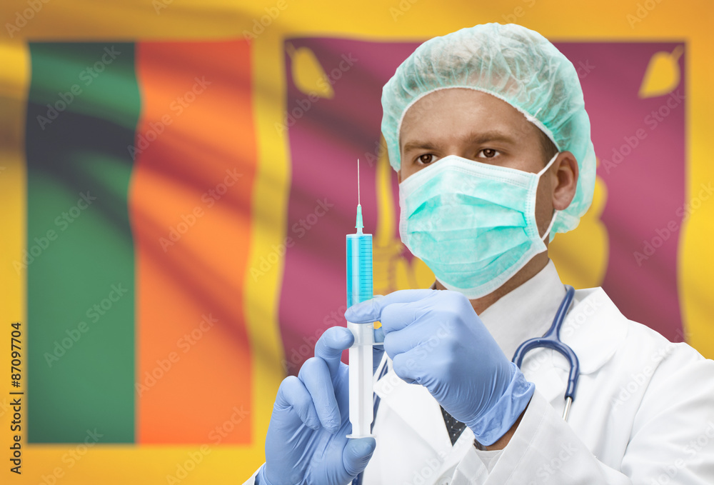 Doctor with syringe in hands and flag on background series - Sri Lanka Doctor with syringe in hands and flag on background series - Sri Lanka