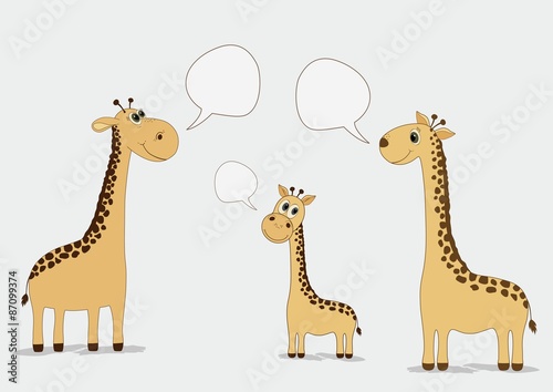 Cute giraffes with speech bubble