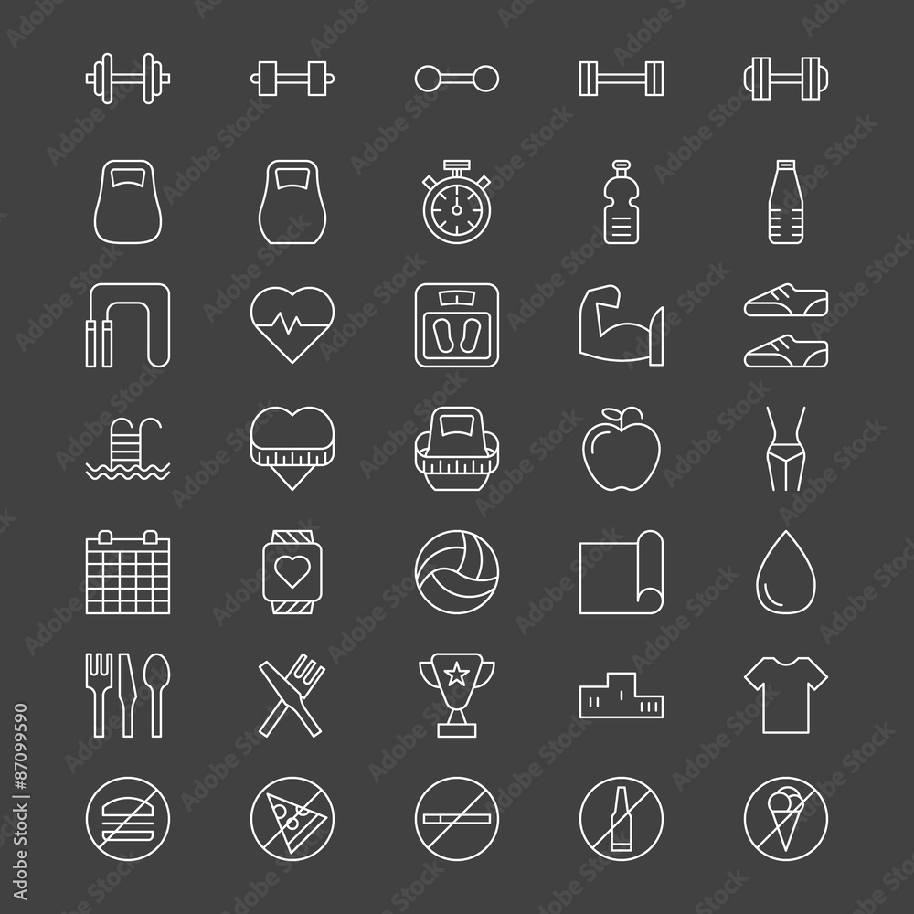 Sport or fitness icons Sport or fitness icons