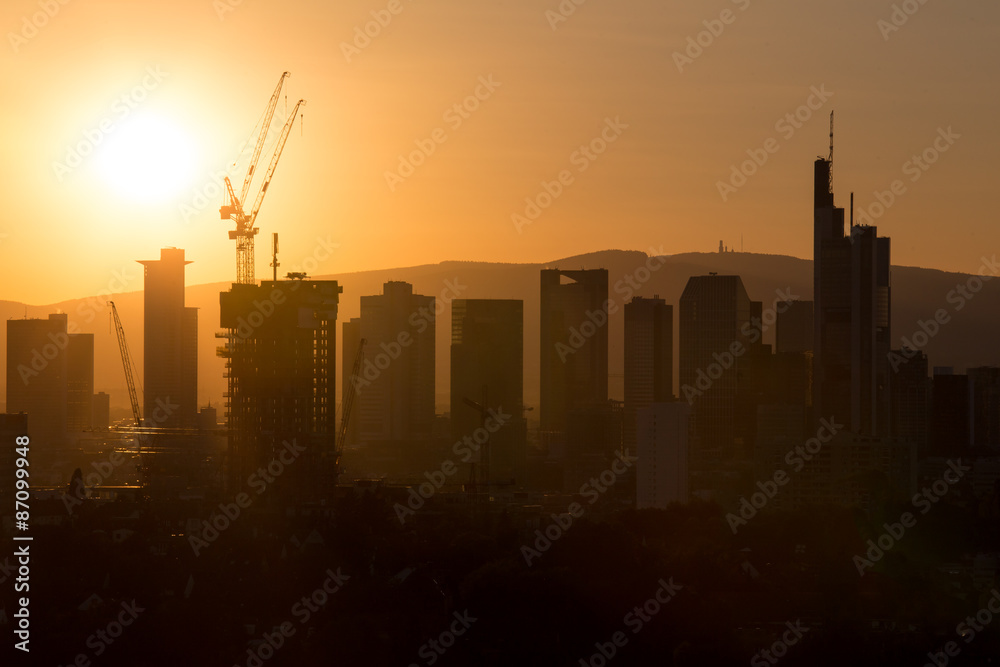 frankfurt germany sundown skyline frankfurt germany sundown skyline