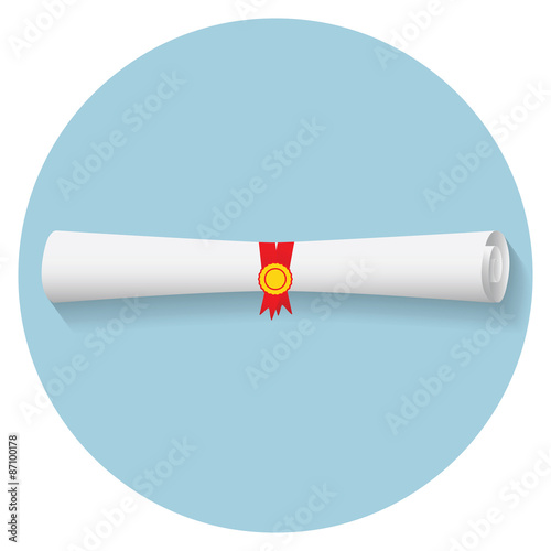 Flat design modern vector illustration of graduation diploma icon