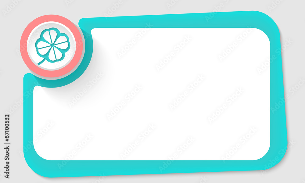 Pink circle and cloverleaf symbol and green frame for your text Pink circle and cloverleaf symbol and green frame for your text